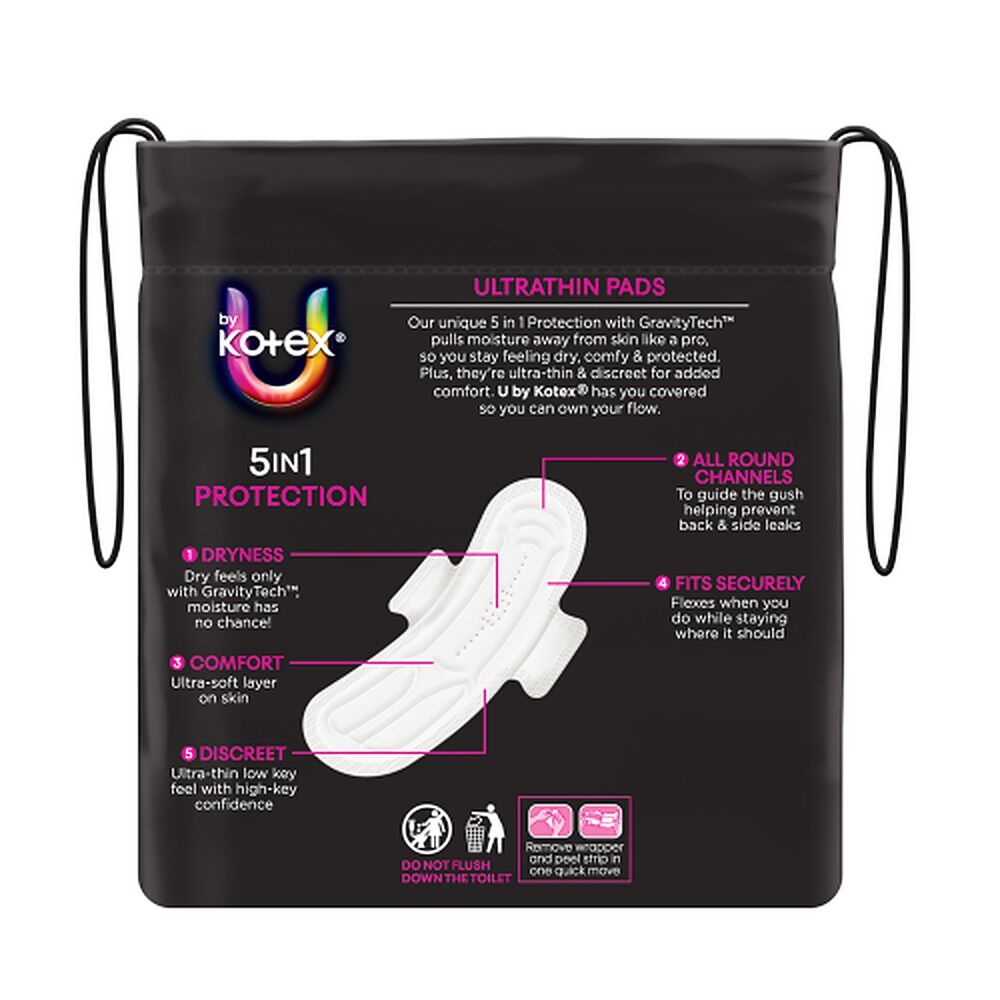U By Kotex Ultrathin Super Pads with Wings 18 Pack x 6