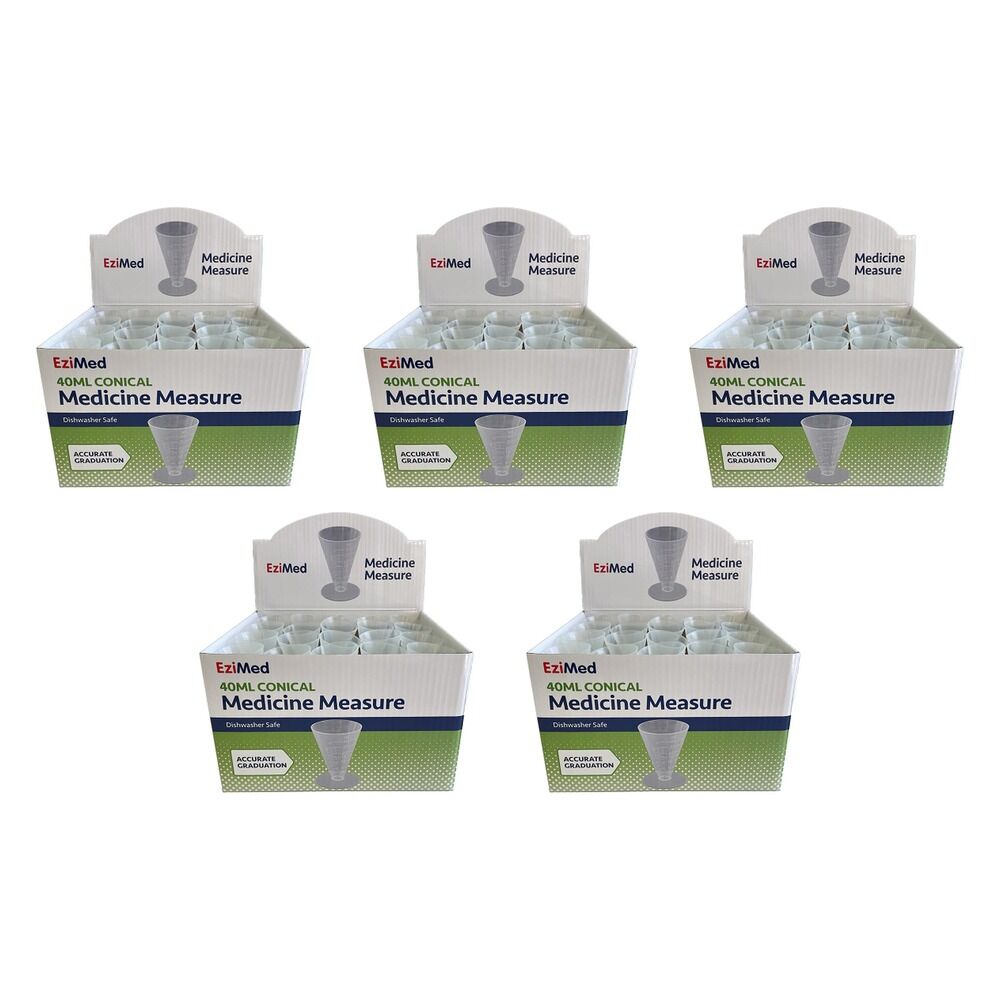 EziMed Medicine Measuring Cup 40mL Box of 40 Bundle of 5