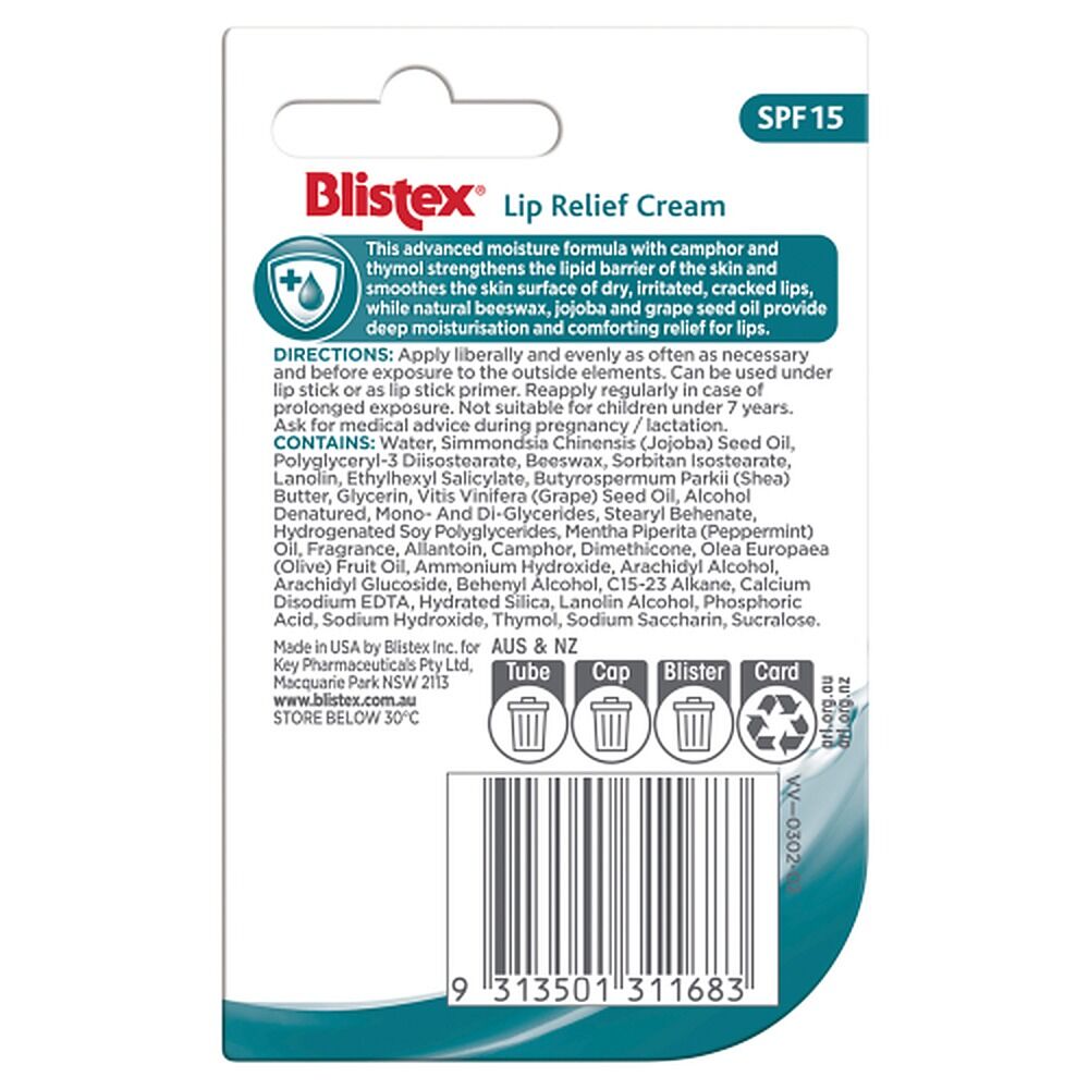 Blistex Lip Relief Cream SPF 15 6g