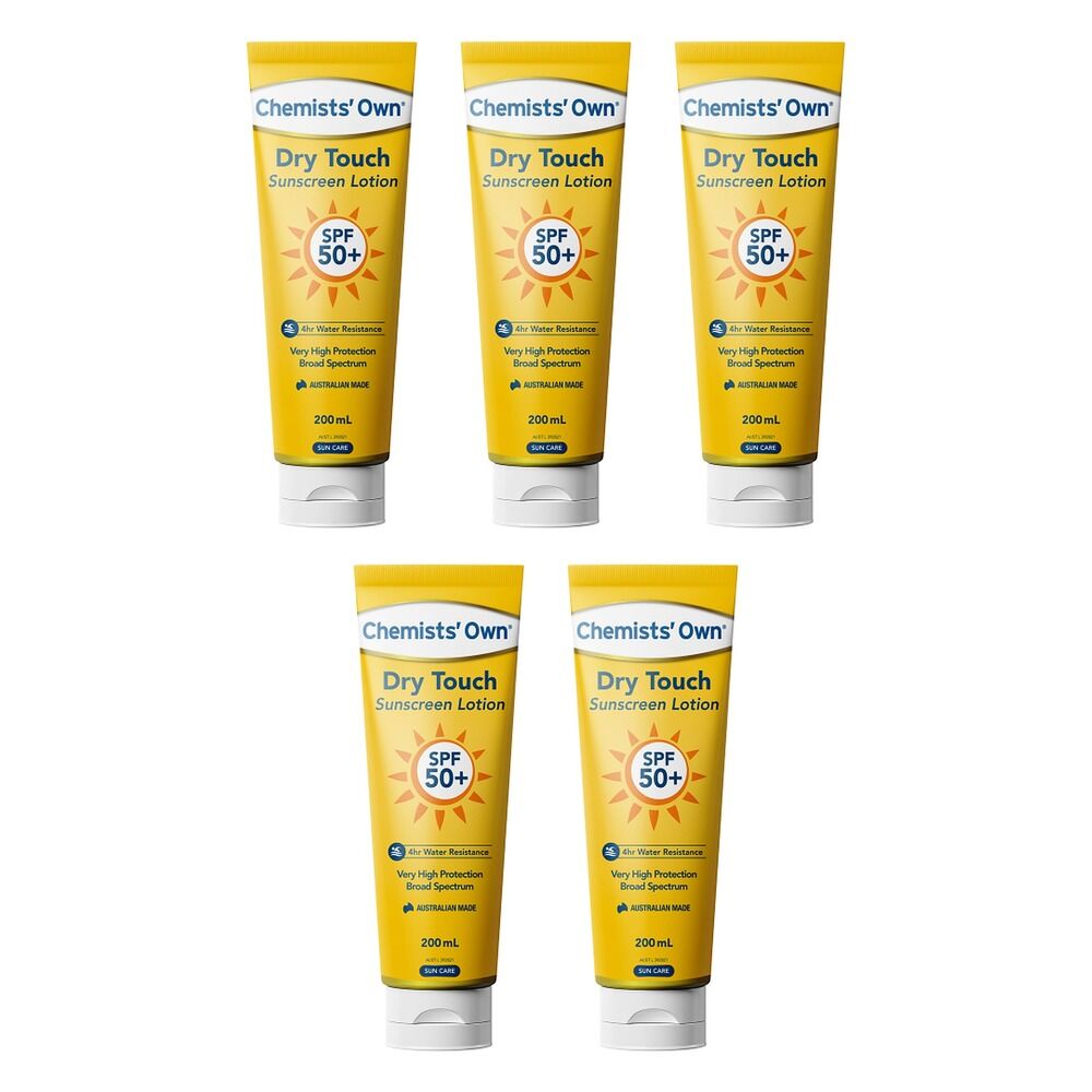 Chemists' Own Dry Touch Sunscreen SPF 50+ 200mL Pack of 5