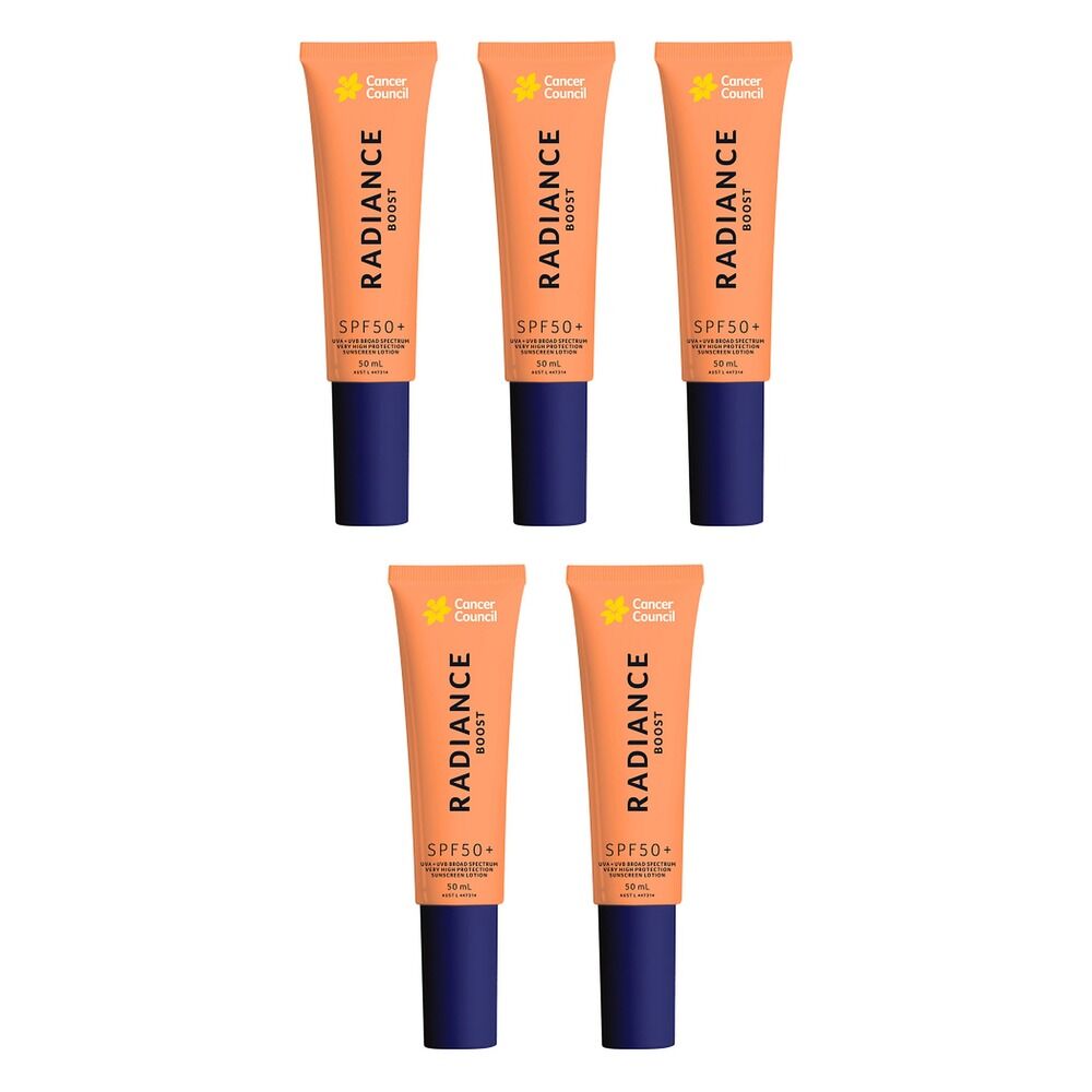 Cancer Council Radiance Boost Sunscreen Lotion SPF 50+ 50mL Pack of 5