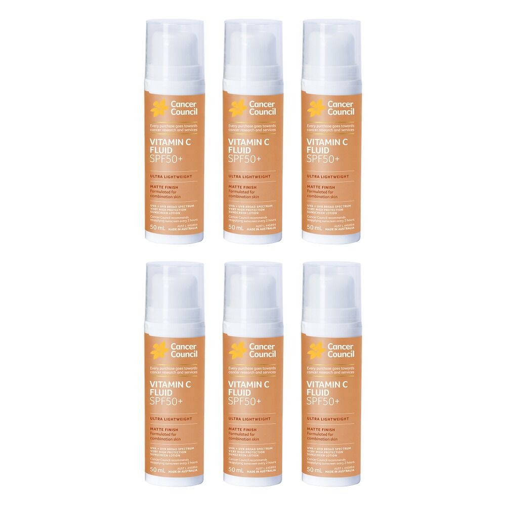 Cancer Council Vitamin C Fluid Sunscreen SPF 50+ 50mL Pack of 6