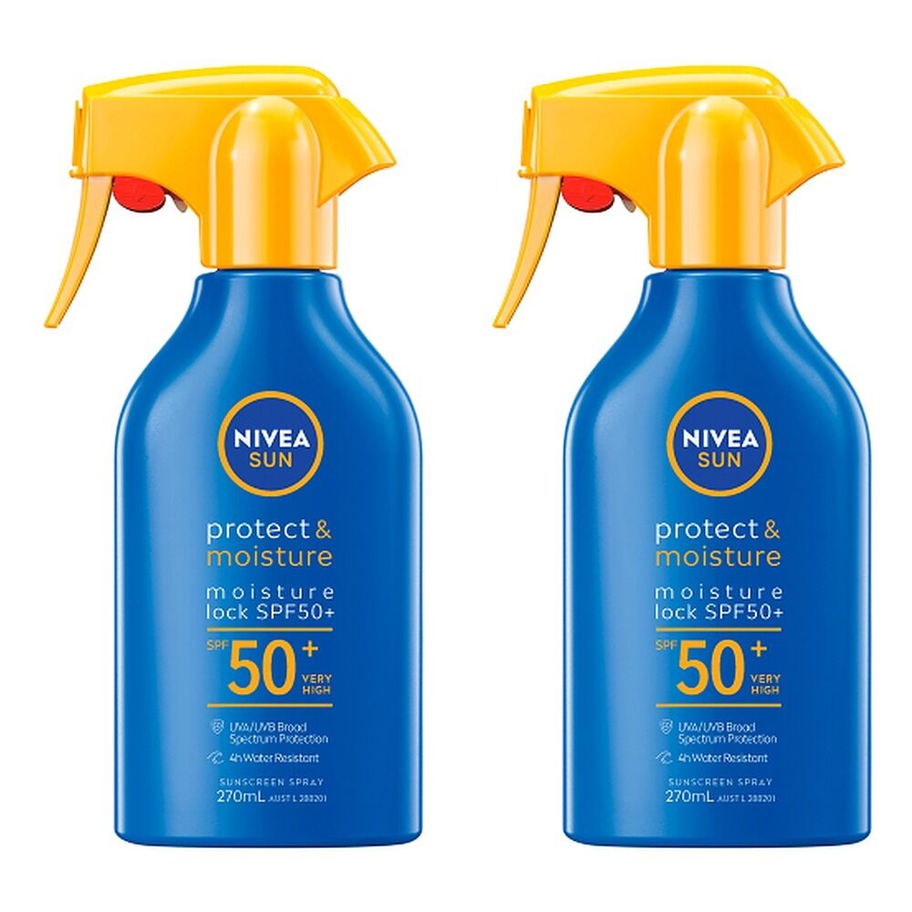 NIVEA SUN Protect & Moisture Moisture Lock Sunscreen Spray SPF50+ Pack of 2