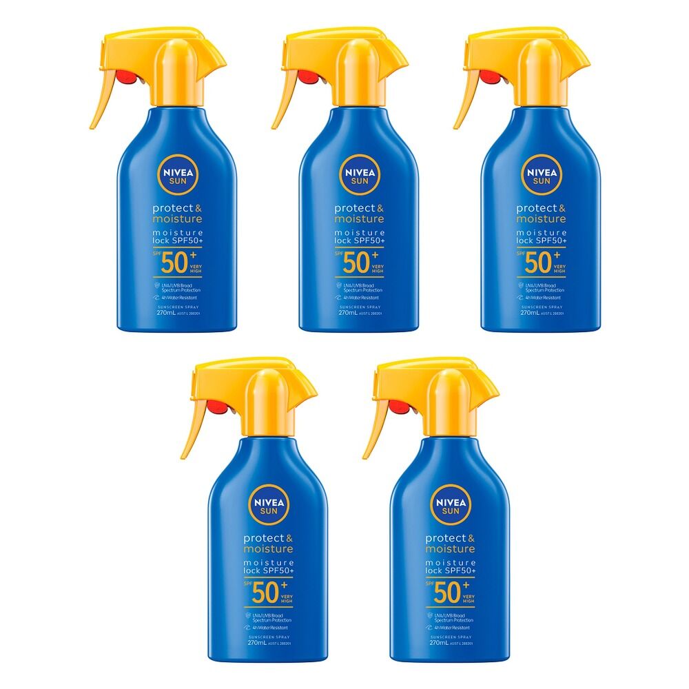 NIVEA SUN Protect & Moisture Moisture Lock Sunscreen Spray SPF50+ Pack of 5