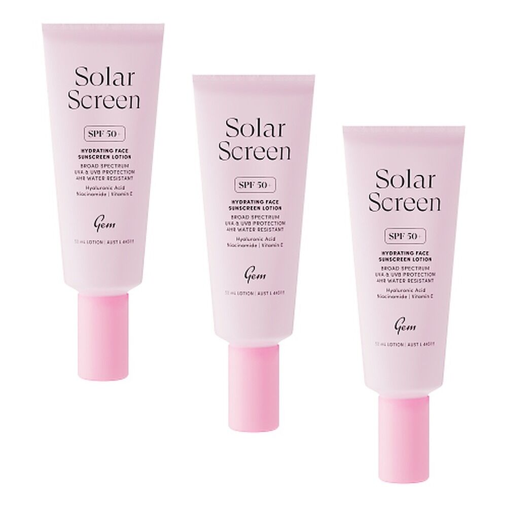 GEM Solar Screen SPF 50+ Hydrating Face Sunscreen Lotion 50mL Pack of 3