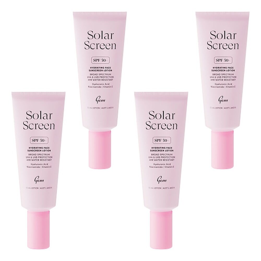 GEM Solar Screen SPF 50+ Hydrating Face Sunscreen Lotion 50mL Pack of 4