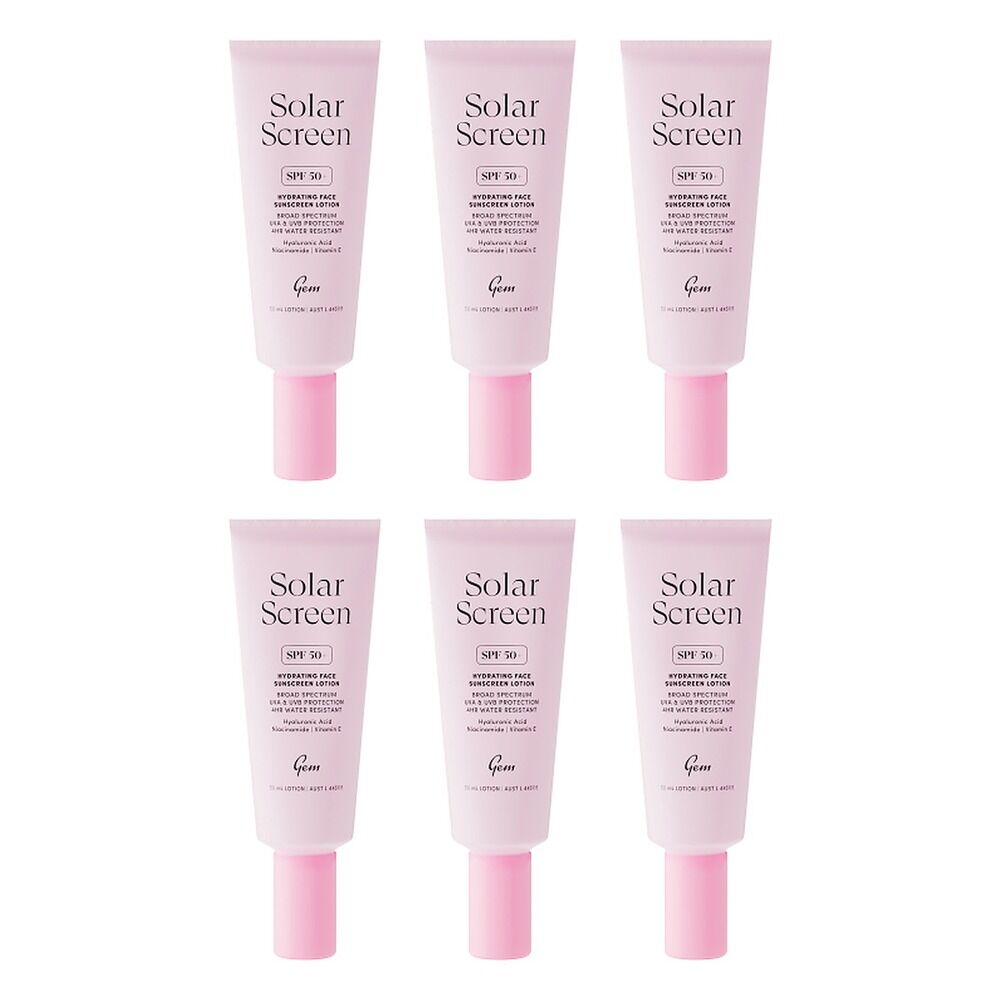 GEM Solar Screen SPF 50+ Hydrating Face Sunscreen Lotion 50mL Pack of 6
