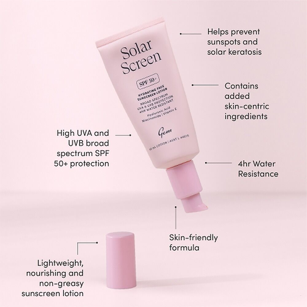 GEM Solar Screen SPF 50+ Hydrating Face Sunscreen Lotion 50mL