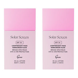 GEM Solar Screen SPF 50+ Lightweight Face Sunscreen Fluid 30mL Pack of 2