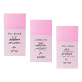 GEM Solar Screen SPF 50+ Lightweight Face Sunscreen Fluid 30mL Pack of 3