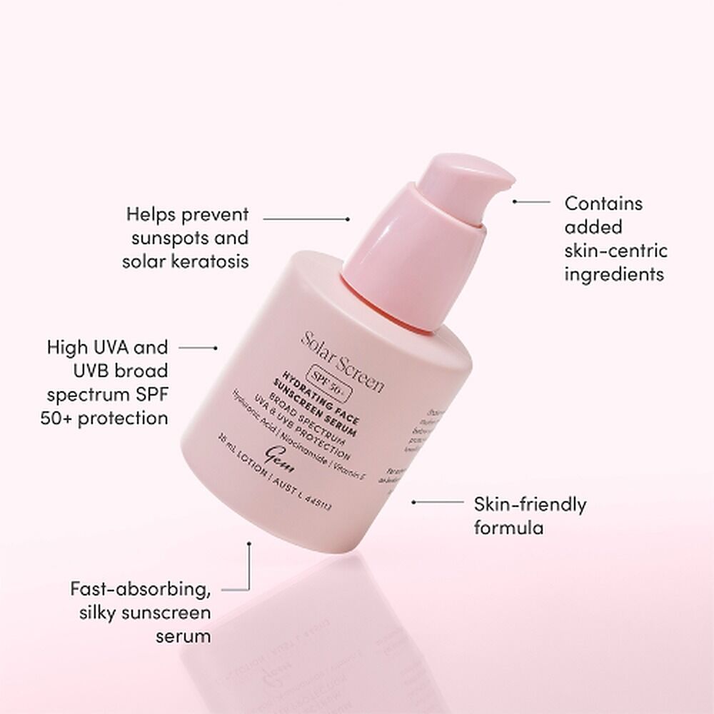 GEM Solar Screen SPF 50+ Hydrating Face Sunscreen Serum 30mL