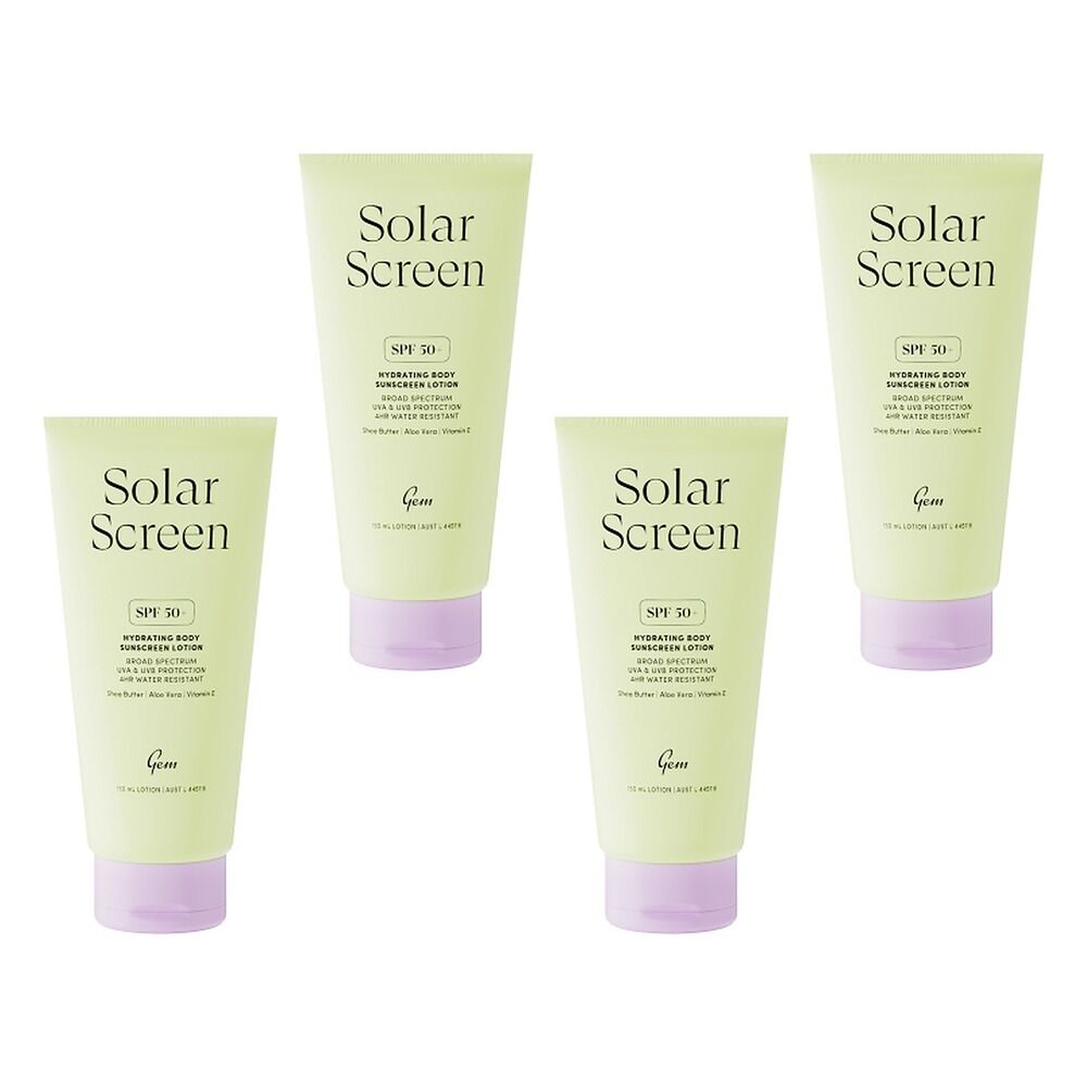 GEM Solar Screen SPF 50+ Hydrating Body Sunscreen Lotion 150mL Pack of 4