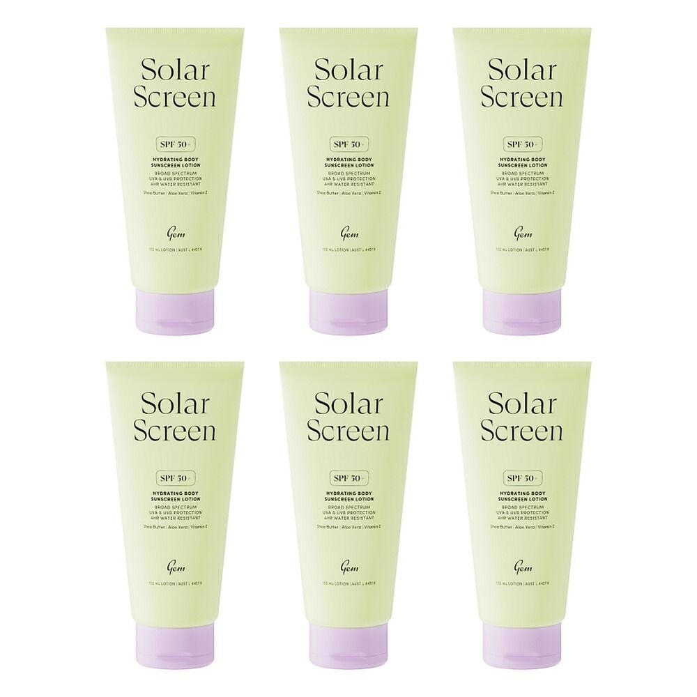 GEM Solar Screen SPF 50+ Hydrating Body Sunscreen Lotion 150mL Pack of 6