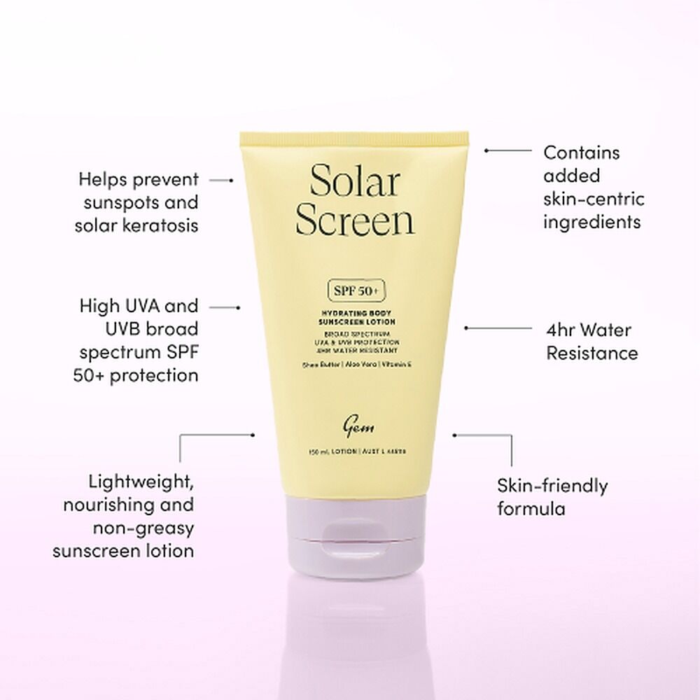 GEM Solar Screen SPF 50+ Hydrating Body Sunscreen Lotion 150mL