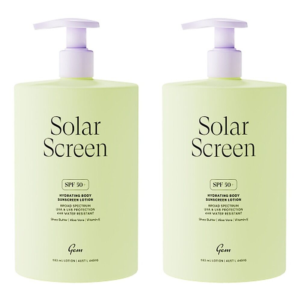 GEM Solar Screen SPF 50+ Hydrating Body Sunscreen Lotion 500mL Pack of 2