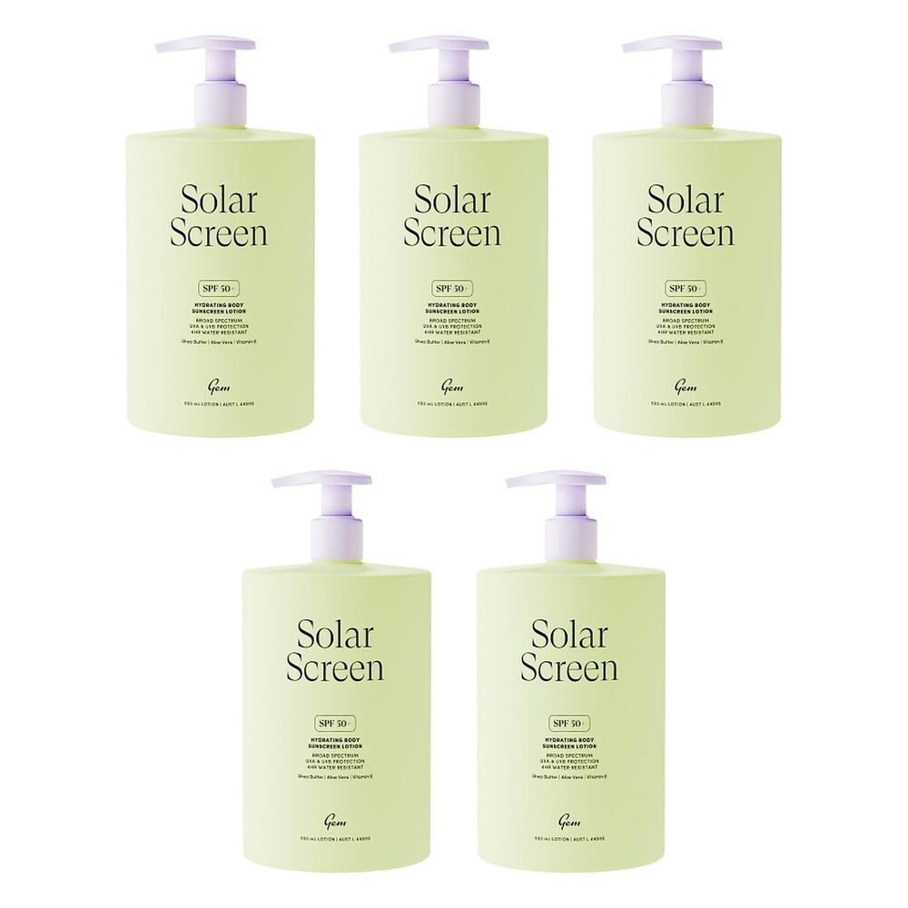 GEM Solar Screen SPF 50+ Hydrating Body Sunscreen Lotion 500mL Pack of 5