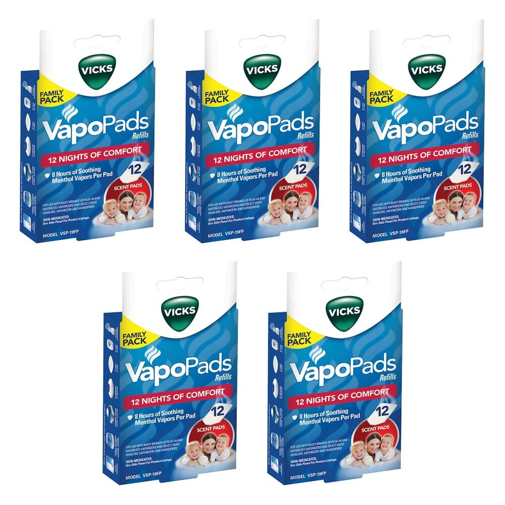 Vicks VapoPads Refills 12 Pack Bundle of 5