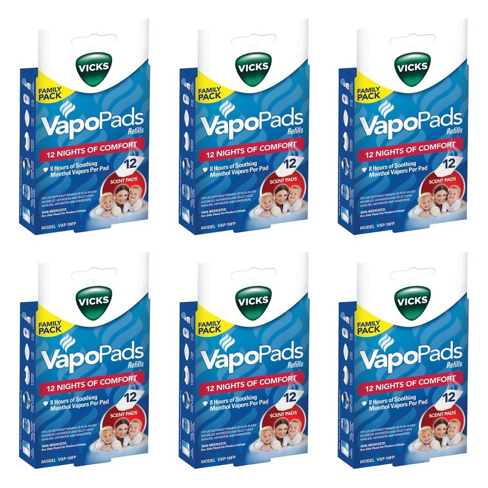 Vicks VapoPads Refills 12 Pack Bundle of 6