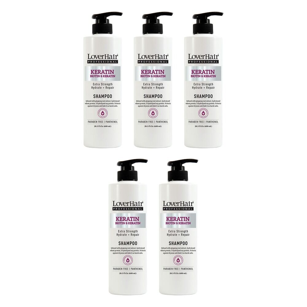Loverhair Professional Keratin Shampoo 600mL Pack of 5