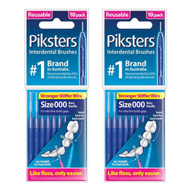 Piksters Interdental Brushes Navy Size 000 10 Pack Bundle of 2