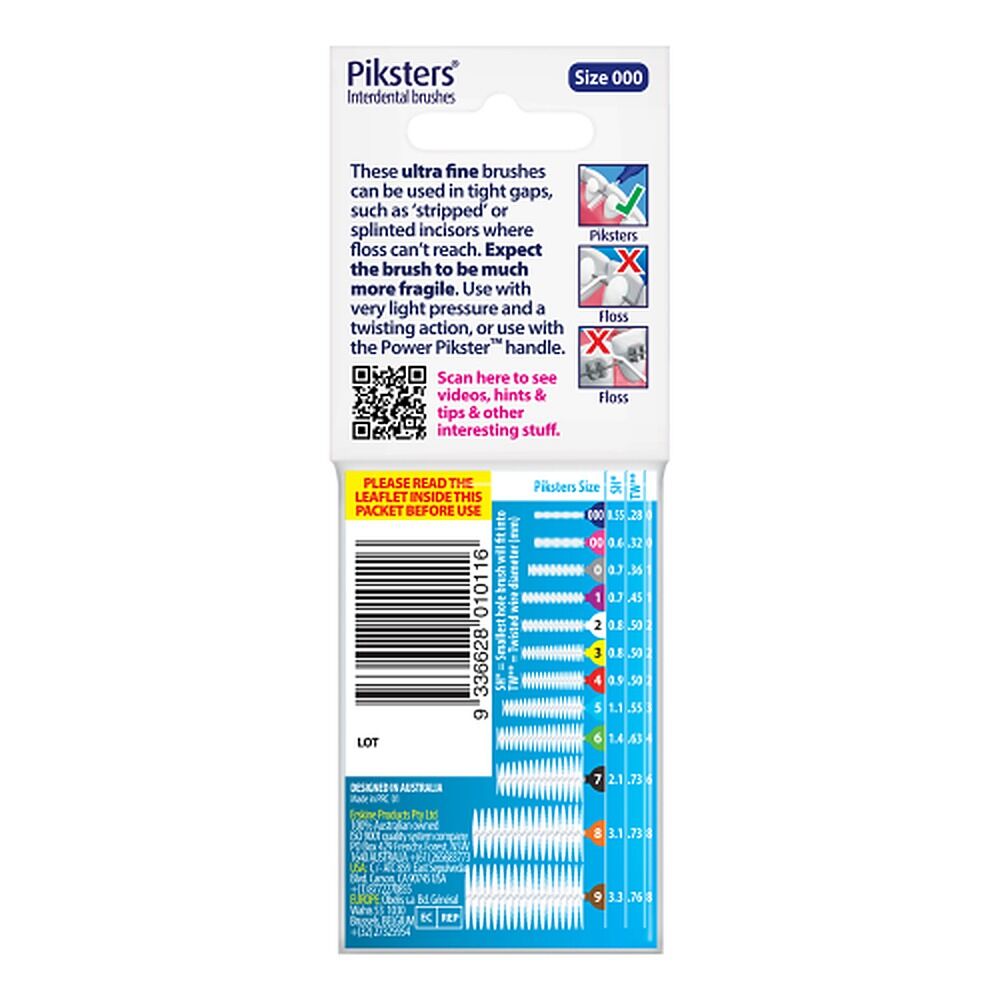 Piksters Interdental Brushes Navy Size 000 10 Pack