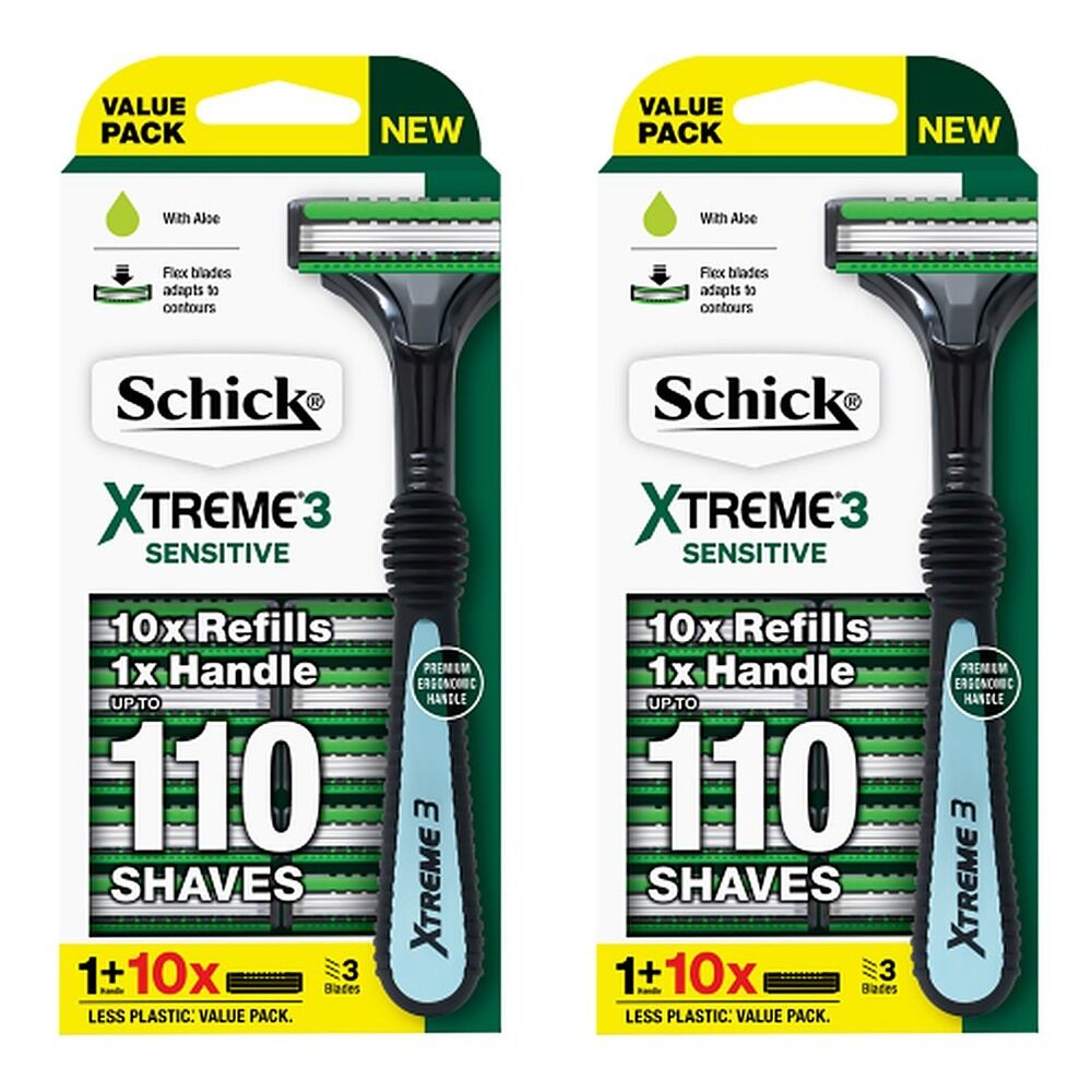 Schick Xtreme 3 Hybrid Razor 11 Piece Set x 10 Bundle of 2