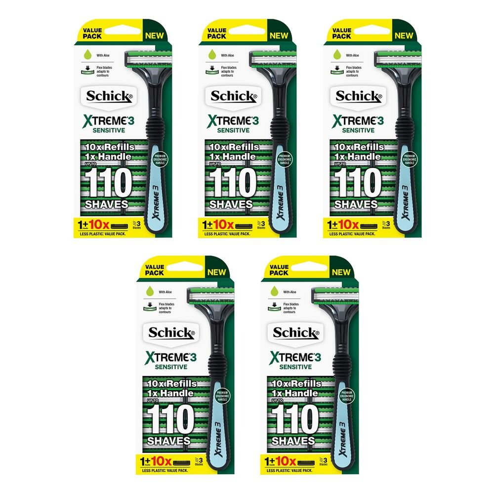 Schick Xtreme 3 Hybrid Razor 11 Piece Set x 10 Bundle of 5