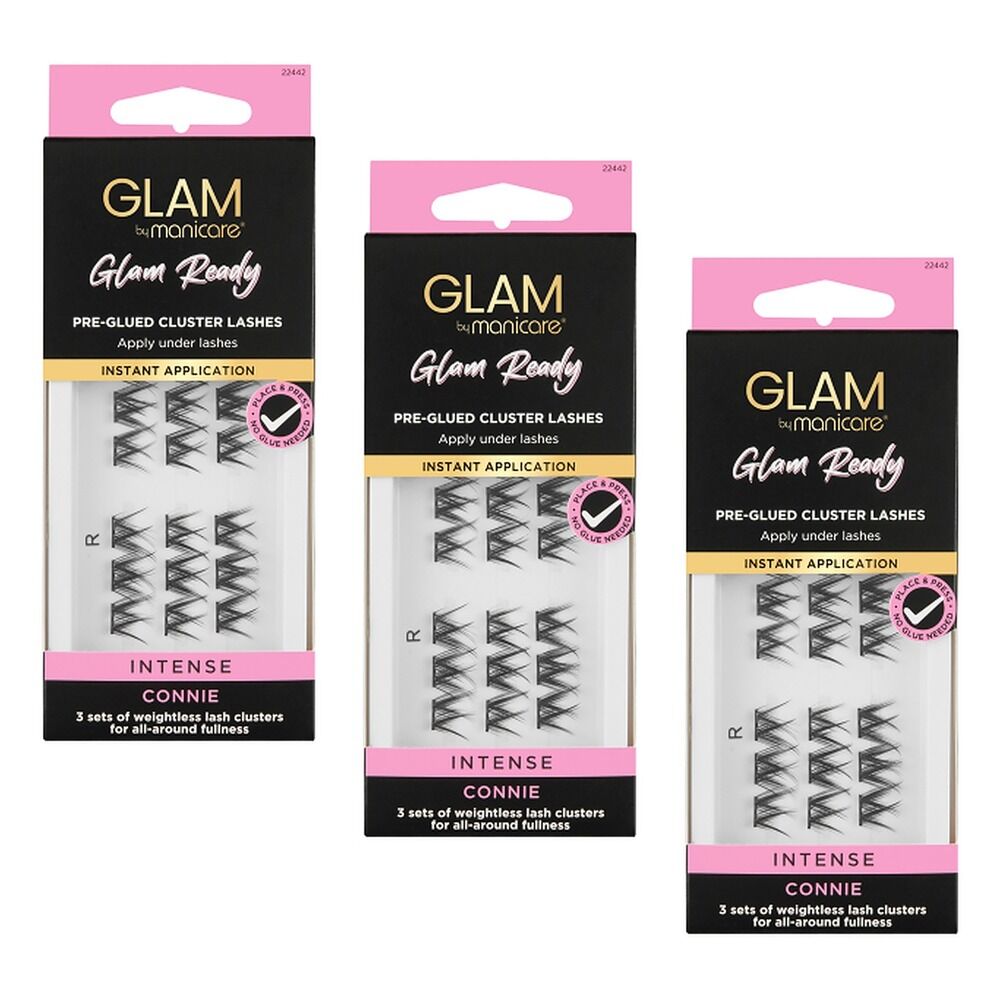 Glam by Manicare Cluster Lashes Connie 60 Pack Bundle of 3