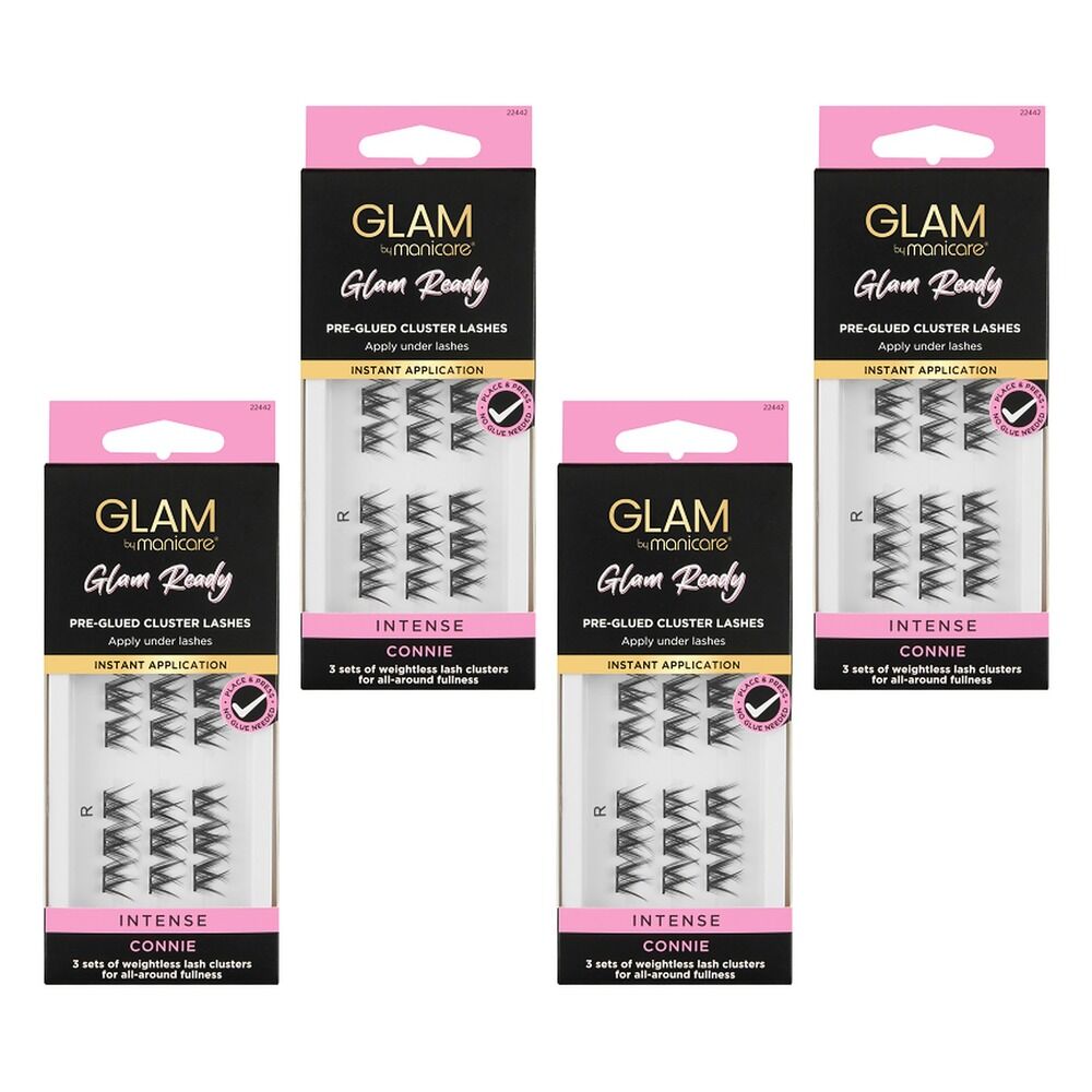 Glam by Manicare Cluster Lashes Connie 60 Pack Bundle of 4