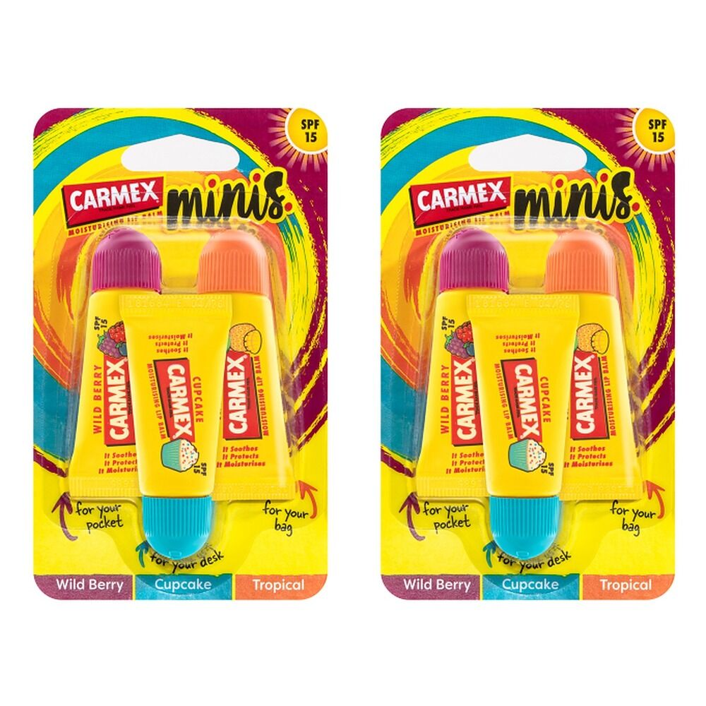 Carmex Mini Fun Lip Balm Tubes SPF15 10g 3 Pack x 10 Bundle of 2
