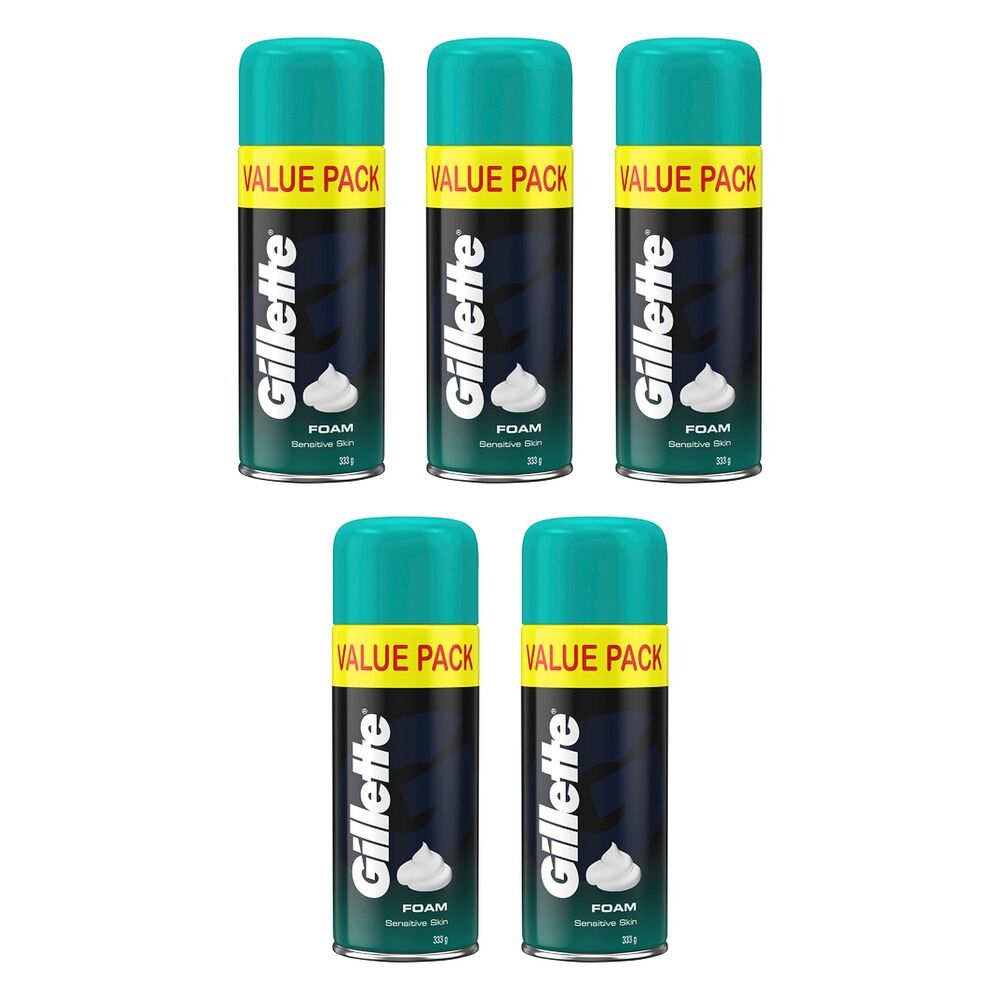 Gillette Shave Foam Sensitive Skin Value Pack 333g x 6 Bundle of 5