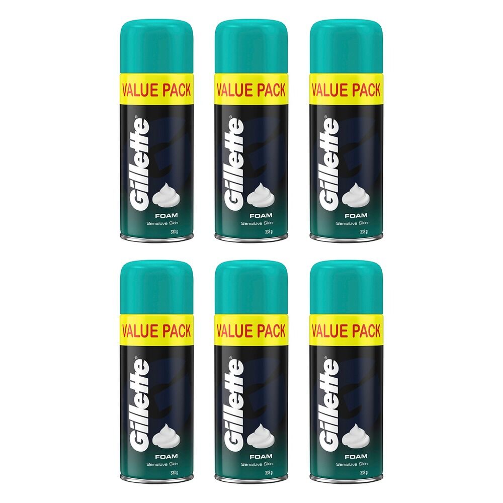 Gillette Shave Foam Sensitive Skin Value Pack 333g x 6 Bundle of 6