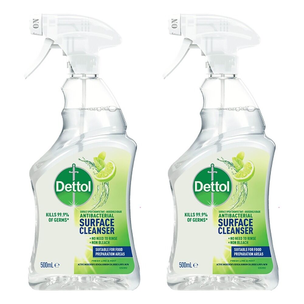Dettol Antibacterial Surface Cleanser Trigger Fresh Lime & Mint 500ml Pack of 2