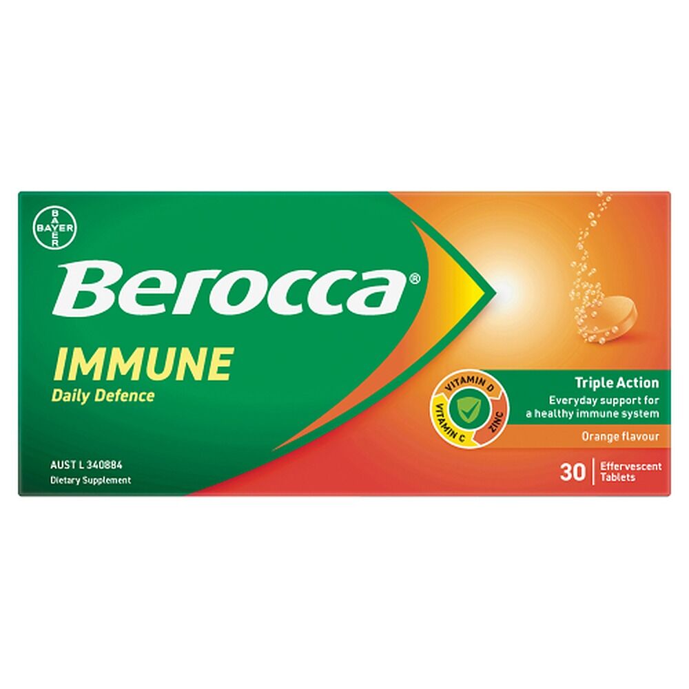 Berocca Immune Daily Defence Orange Flavour 30 Effervescent Tablets