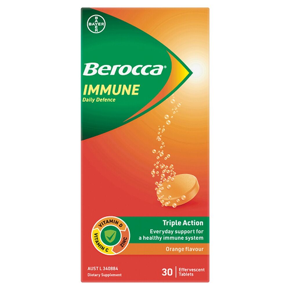 Berocca Immune Daily Defence Orange Flavour 30 Effervescent Tablets