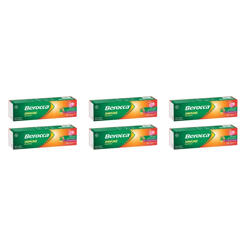 Berocca Immune Daily Defence Blackcurrant 15 Effervescent Tablets Pack of 6