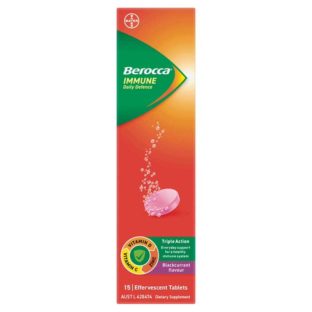 Berocca Immune Daily Defence Blackcurrant 15 Effervescent Tablets