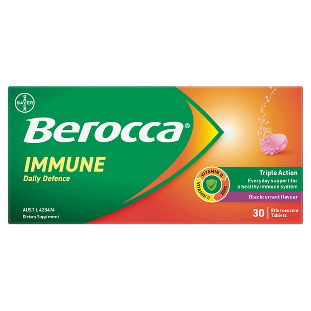 Berocca Immune Daily Defence Blackcurrant Flavour 30 Effervescent Tablets