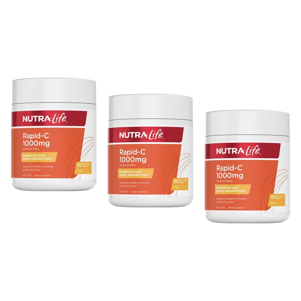 Nutra-Life Rapid-C 1000mg 60 Tablets Pack of 3
