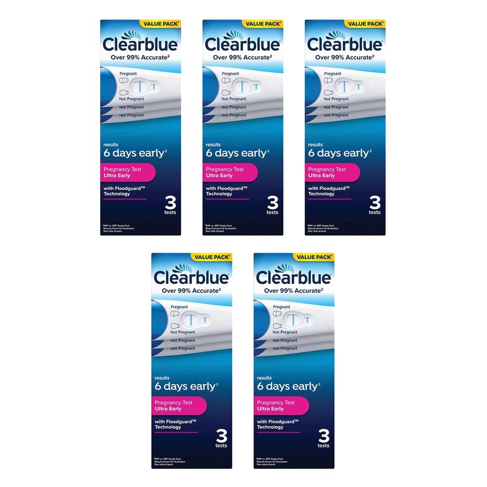 Clearblue Ultra Early Pregnancy Test 3 Pack Bundle of 5