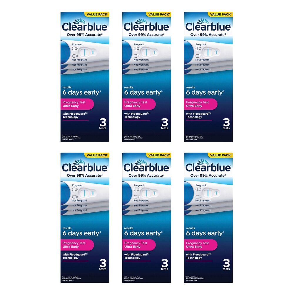 Clearblue Ultra Early Pregnancy Test 3 Pack Bundle of 6