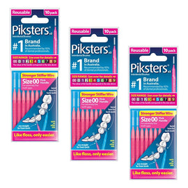 Piksters Interdental Brushes Size 00 Pink 10 Pack Bundle of 3