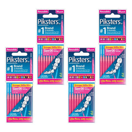 Piksters Interdental Brushes Size 00 Pink 10 Pack Bundle of 4