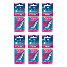 Piksters Interdental Brushes Size 00 Pink 10 Pack Bundle of 6