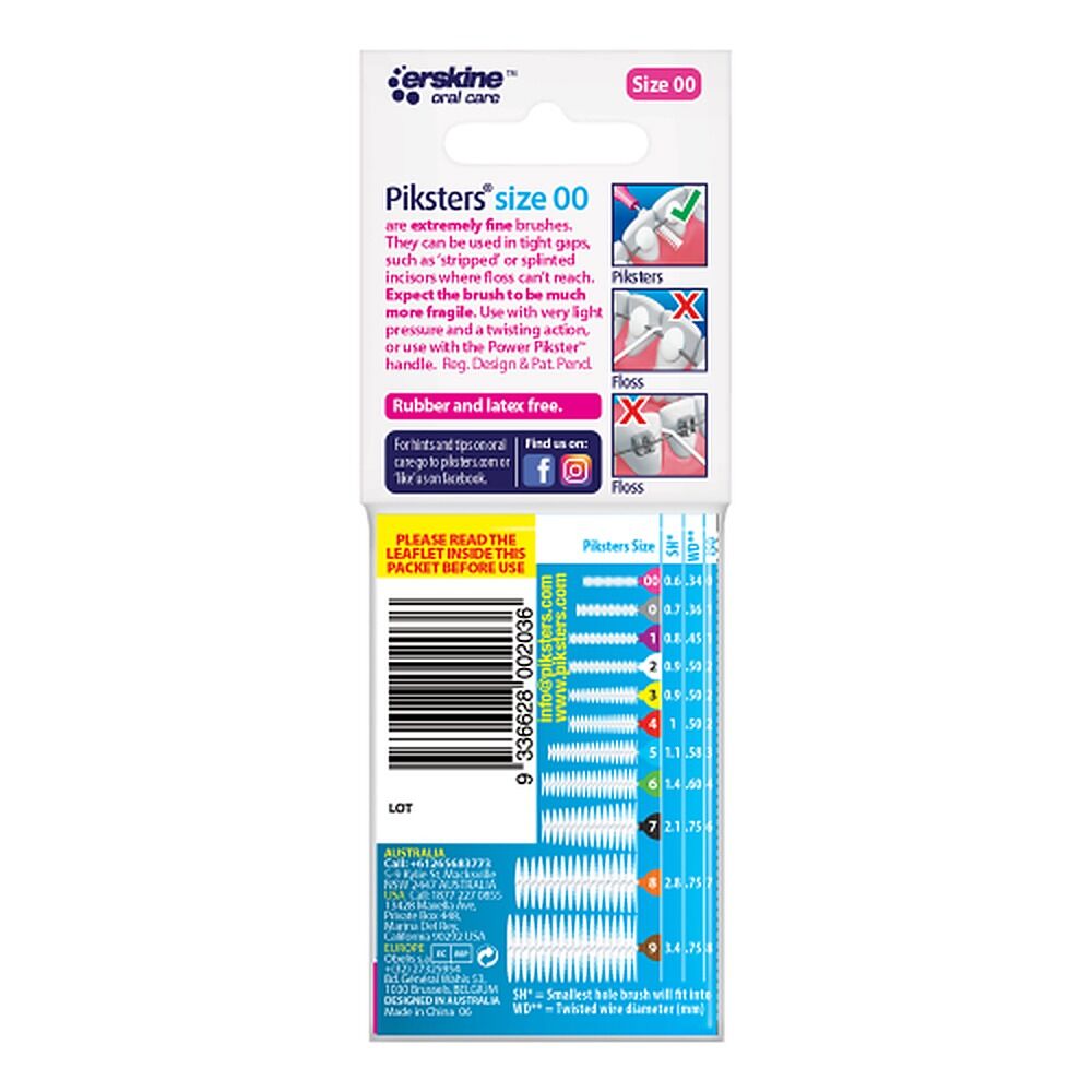 Piksters Interdental Brushes Size 00 Pink 10 Pack