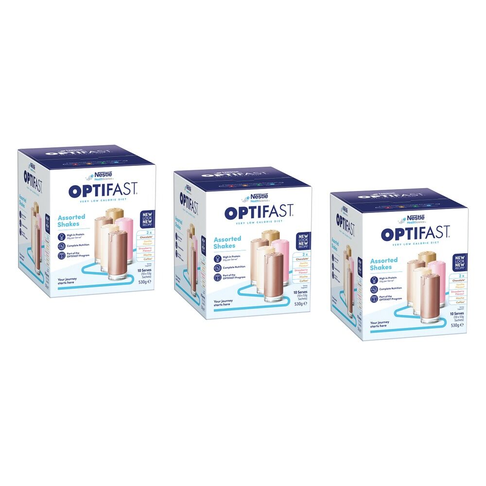 Optifast VLCD Shake Assorted Flavours 10 x 53g Pack of 3