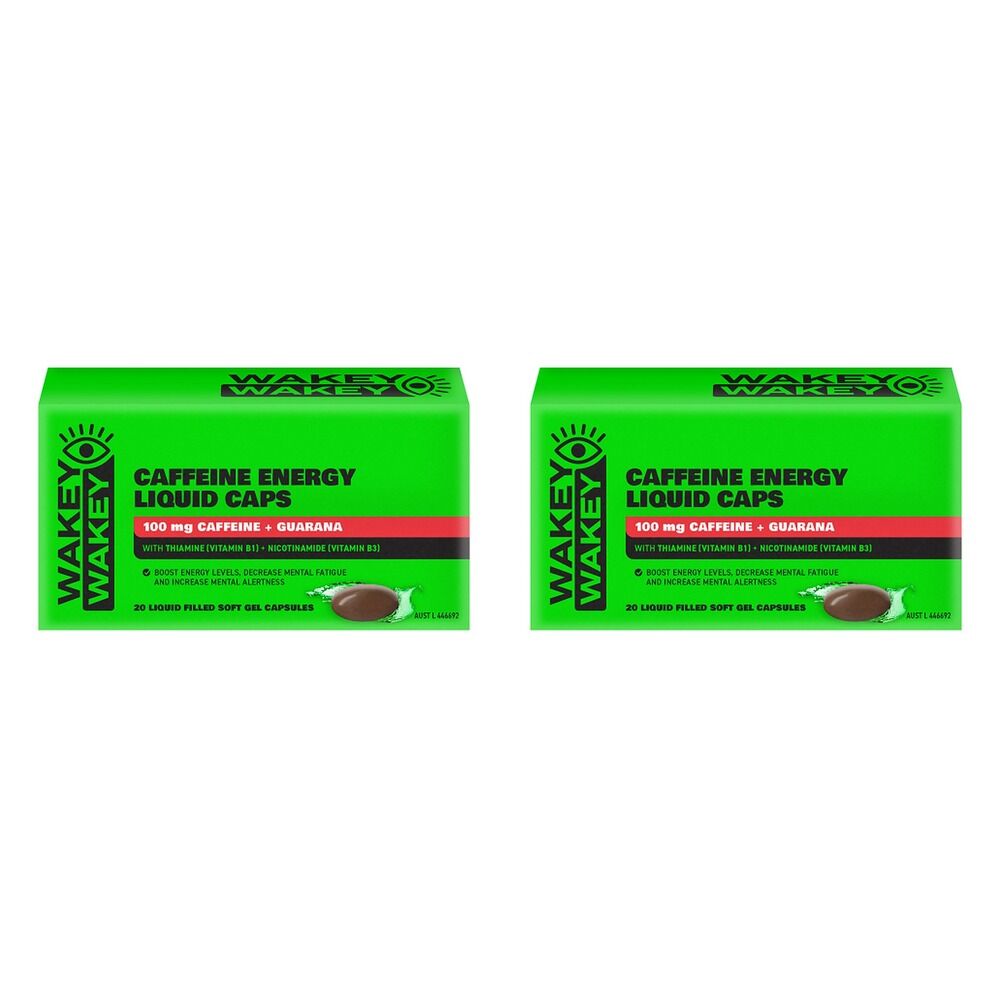 Wakey Wakey Caffeine Energy 20 Liquid Capsules Pack of 2