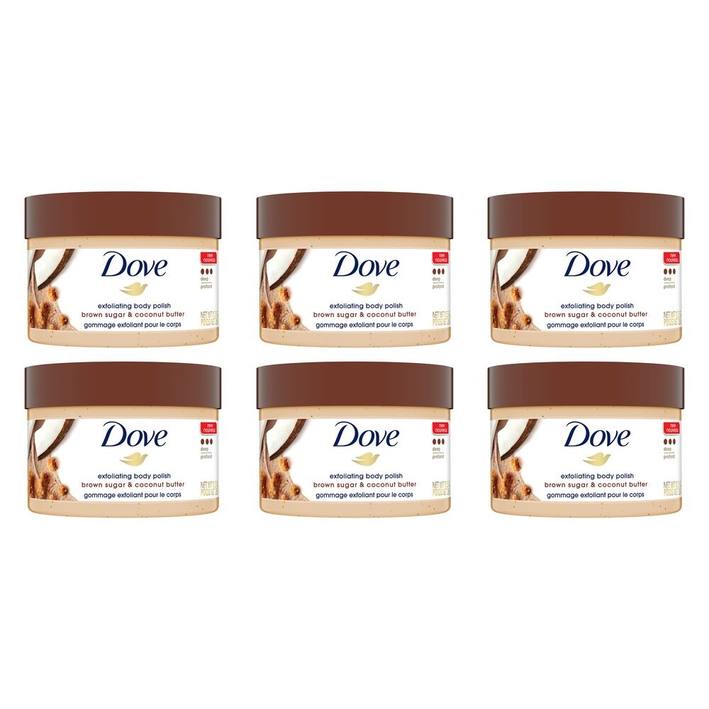 Dove Exfoliating Body Polish Brown Sugar & Coconut Butter 298g Pack of 6
