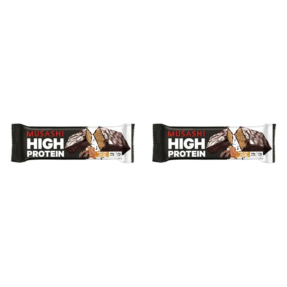 Musashi High Protein Bar Dark Chocolate Salted Caramel 90g x 12 Bundle of 2