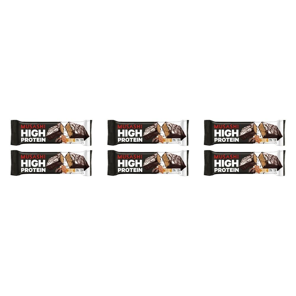 Musashi High Protein Bar Dark Chocolate Salted Caramel 90g x 12 Bundle of 6